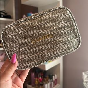 CHANEL Gold and Silver Woven Cosmetic Case
